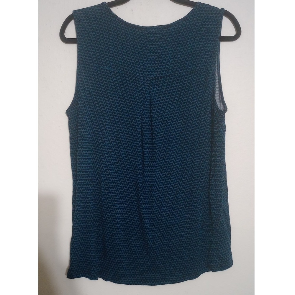 Croft & Barrow Womens Sleeveless Teal Geometric Floral Print Blouse Top Large - Picture 2 of 5